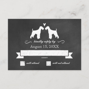 Cartão RSVP Silhuetas de Airedale Terrier que Wedding a