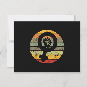 Cartão RSVP Símbolo Feminismo Design Retro Vintage, 70s 80s 90