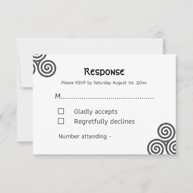 Cartão RSVP Símbolos Celulares Modernos e folhagem em branco (Frente)