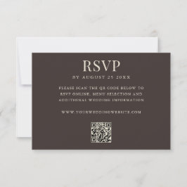 Cartão RSVP Simple Brown Modern QR Code Wedding