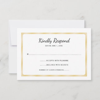 Cartão RSVP Simple Gold and White Event