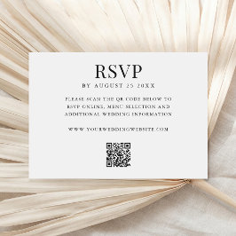 Cartão RSVP Simple Modern QR Code Wedding