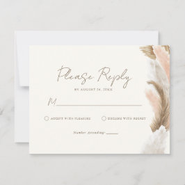 Cartão RSVP Simple Modern Rustic Pampas Grass Wedding