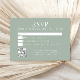Cartão RSVP Simple Modern Sage Green Wedding