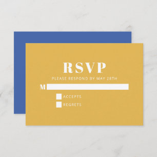 Cartão RSVP Simples azul e amarelo minimalista moderno