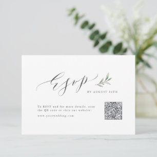 Cartão RSVP Simples caligrafia ruinosa casamento verde Rótulo