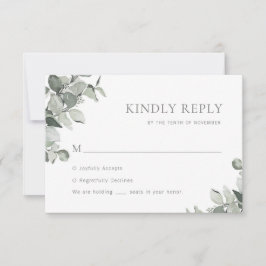 Cartão RSVP Simples Casamento de Eucalipto com Aquarela