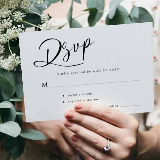 Cartão RSVP Simples casamento de script moderno (Criador carregado)