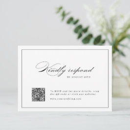 Cartão RSVP Simples casamento do código QR do Script de Elegân