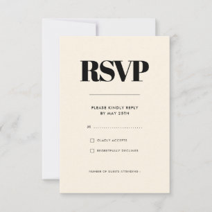 Cartão RSVP Simples casamento elegante e chic Cream