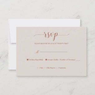 Cartão RSVP Simples de Caligrafia Laranja Queimada