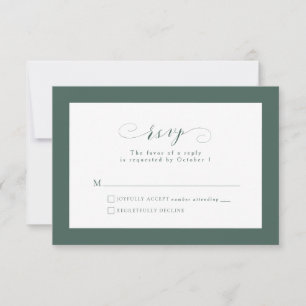 Cartão RSVP Simples e elegante casamento verde senador