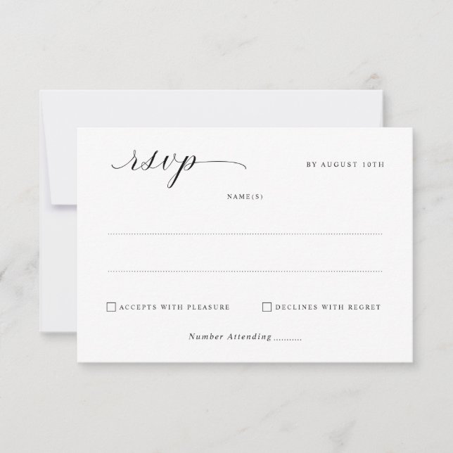 Cartão RSVP Simples Elegante Mensagem de Casamento Minimalista (Frente)