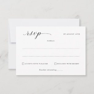 Cartão RSVP Simples Elegante Mensagem de Casamento Minimalista
