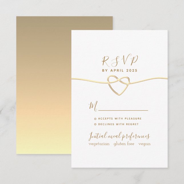 Cartão RSVP Simples Elegantes Bodas de Ouro (Frente/Verso)