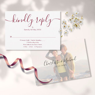 Cartão RSVP Simples Elegantes Casamento de Fotografia em Scrip