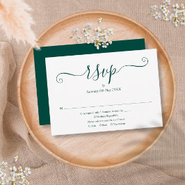Cartão RSVP Simples Elegantes Escritas Casamento Esmeralda Ver