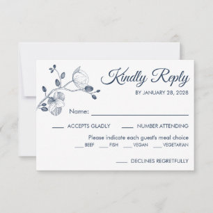Cartão RSVP Simples escolha de refeições de orquídeas elega