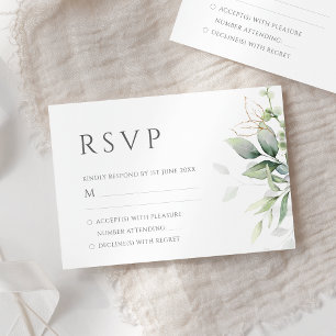 Cartão RSVP Simples Eucalyptus Deixa Casamento Verde