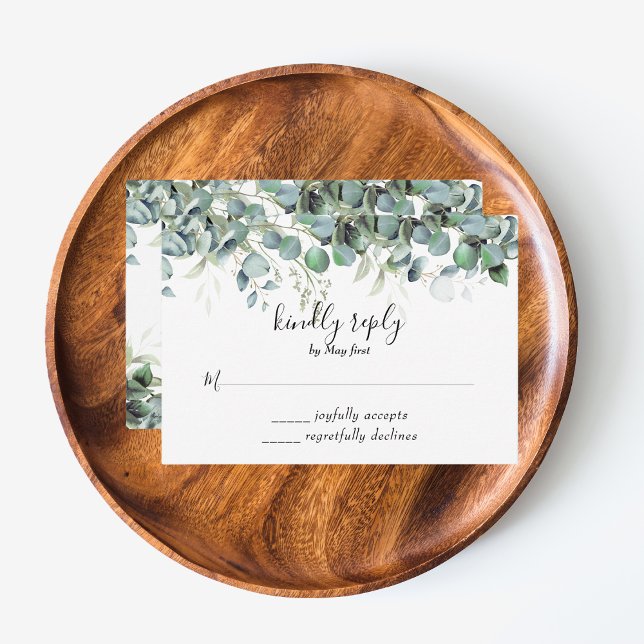 Cartão RSVP Simples Festa de casamento Eucalyptus Greenery (Simple Eucalyptus Greenery Wedding Party Supplies)