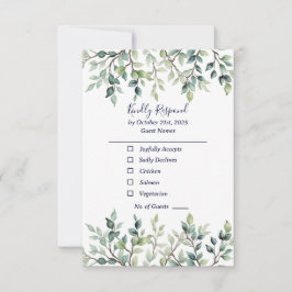 Cartão RSVP Simples folhas Bonito, ramos de casamento