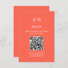 Cartão RSVP Simples Neon Flare Elegante com Casamento Monogram
