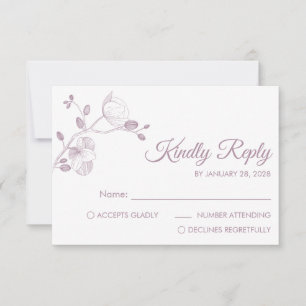 Cartão RSVP Simples orquídeas elegantes florais minimalistas