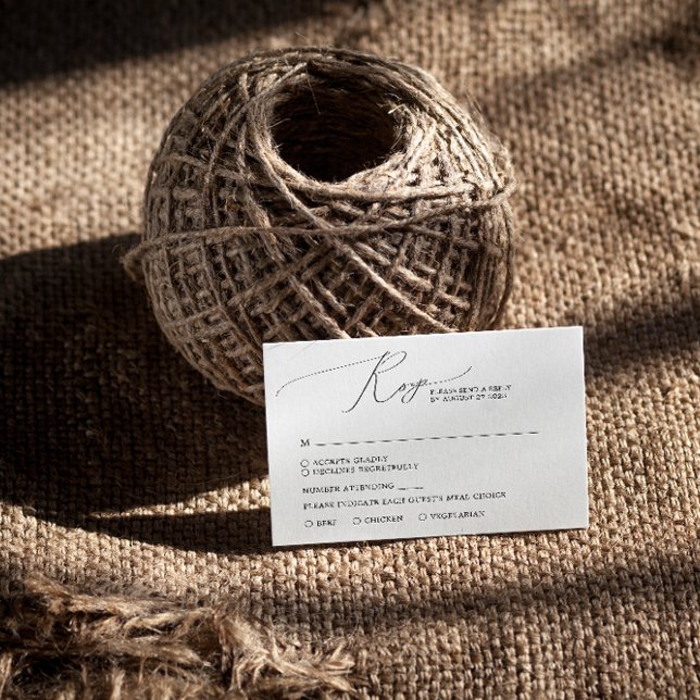 Cartão RSVP Simples Preto e Branco Minimalista (Criador carregado)