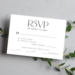Cartão RSVP Simples refeição de tipografia elegante, casamento