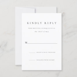 Cartão RSVP Simples Roteiro Clássico Casamento Preto e Branco