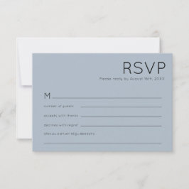 Cartão RSVP Simples Tipografia Dusty Blue Weding
