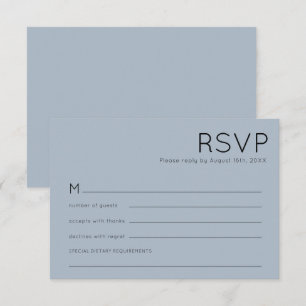 Cartão RSVP Simples Tipografia Dusty Blue Weding