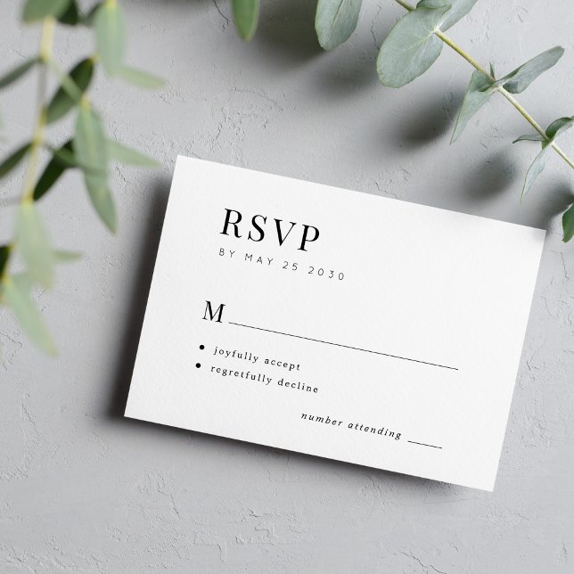 Cartão RSVP Simples tipografia elegante casamento mínimo (Criador carregado)