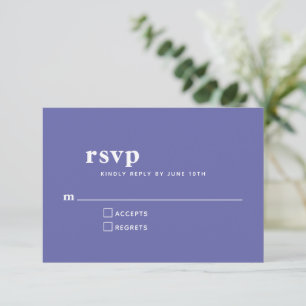 Cartão RSVP Simples Tipografia Moderna Casamento Roxo Peri