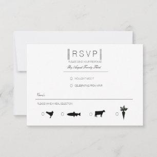 Cartão RSVP Simplesmente elegante   Vice-presidente preto e br