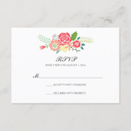 Cartão RSVP Simplesmente Floral e Stripes RSVP/Coral