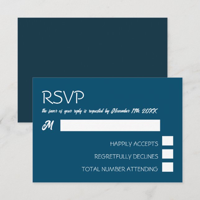 Cartão RSVP Simplesmente Moderno, Casamento Tendência (Frente/Verso)