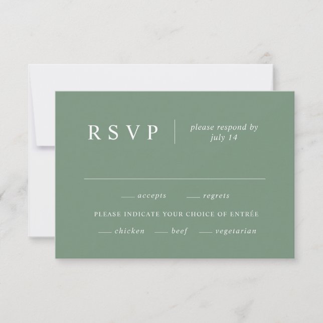 Cartão RSVP Simplesmente Na moda | Casamento Verde Eucalyptus  (Frente)