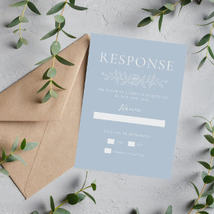 Cartão RSVP Simplicidade Floral 1 Casamento Minimal Azul Gelo
