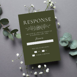 Cartão RSVP Simplicidade Floral 1 Casamento Minimalista Verde 