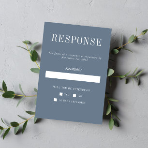Cartão RSVP Simplicidade Floral 2 Azul Ardósia Casamento Minim