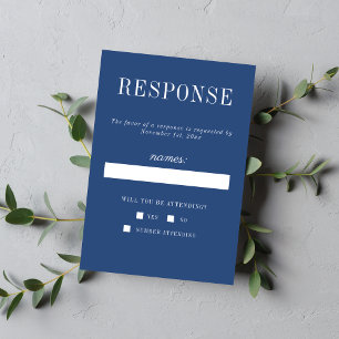 Cartão RSVP Simplicidade Floral 2 Casamento Minimalista Azul V