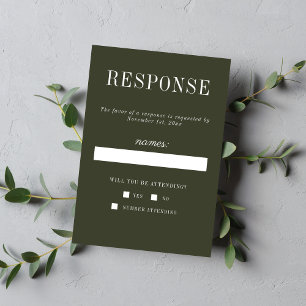Cartão RSVP Simplicidade Floral 2 Casamento Minimalista Verde