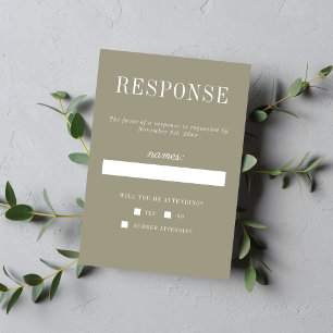 Cartão RSVP Simplicidade Floral 2 Casamento Minimalista Verde 