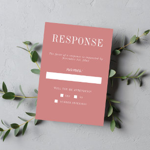 Cartão RSVP Simplicidade Floral 2 Rosa Empoeirado Casamento Mi