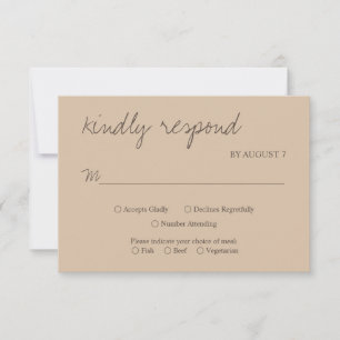 Cartão RSVP Simplicidade Rústica  VP de Casamento Minimalista