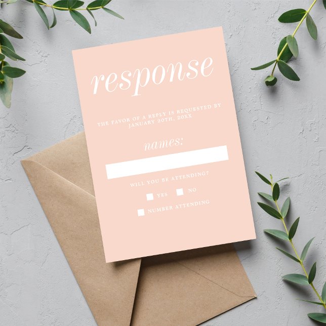 Cartão RSVP Simplicidade Verdadeira 2 Blush Casamento Simples  (Criador carregado)