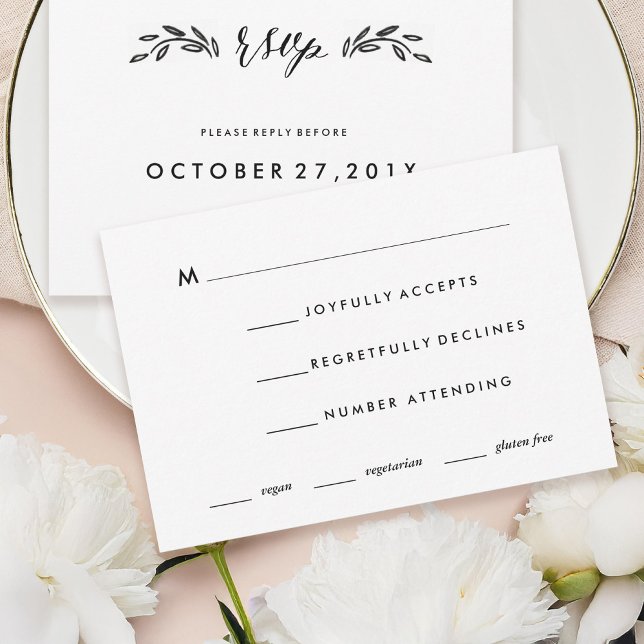 Cartão RSVP Simplificado para Casamento em Woodlan (Criador carregado)