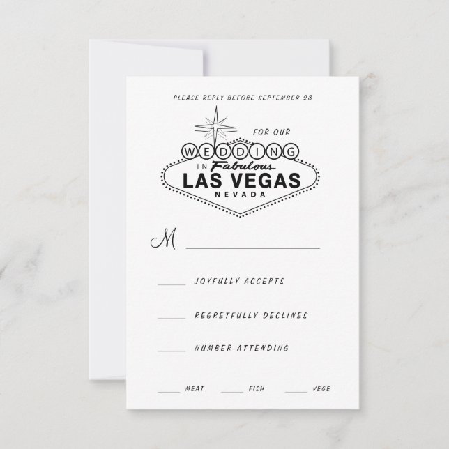 Cartão RSVP Sinal de Las Vegas - Casamento Retroativo (Frente)