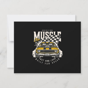 Cartão RSVP Sinalizador de Corrida Muscular Americana Vintage